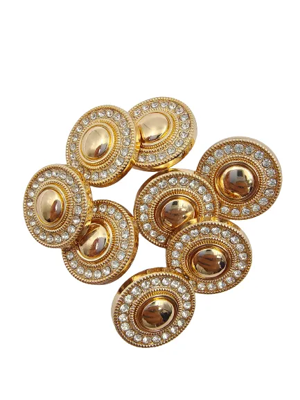 Classy Diamond Gold Metal Shank Button (Pack of 8 Buttons)