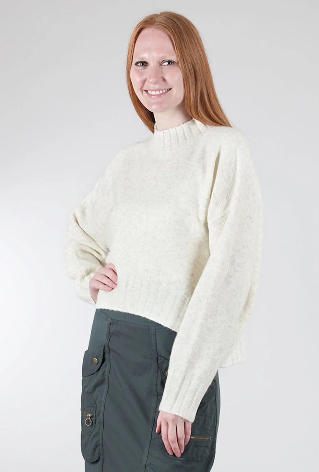 Cocoon Crop Sweater, Ivory