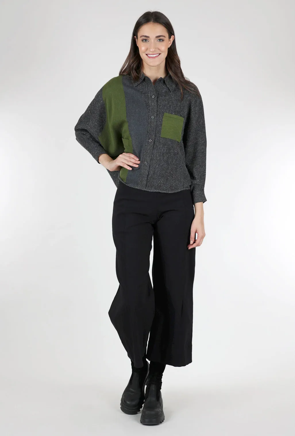 Color Block Batwing Sweater, Green