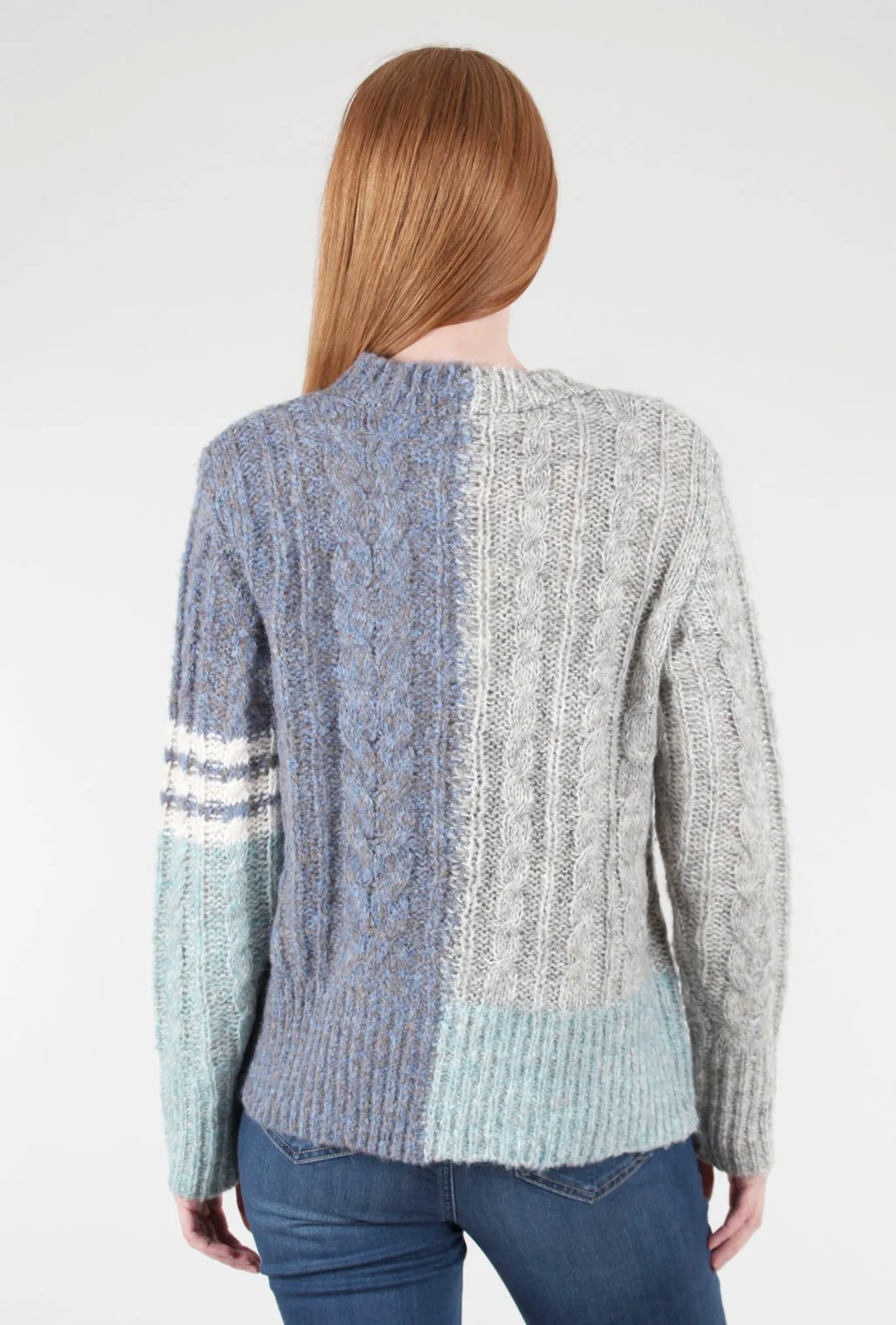 Color-Block Crew Sweater, Blue Multi