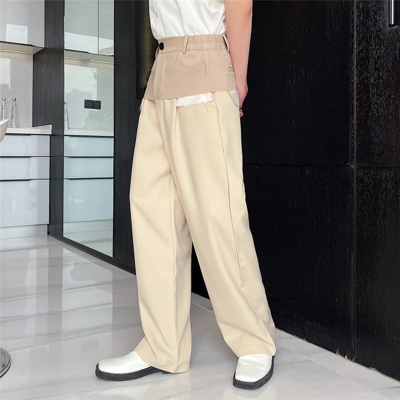 Colorblock Patch Fake Two-Piece Trousers