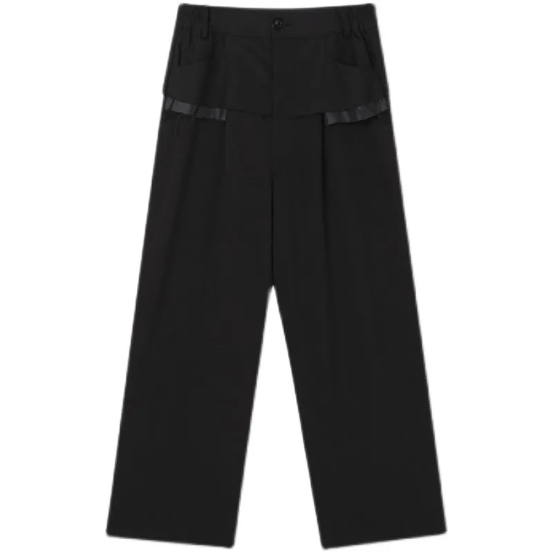 Colorblock Patch Fake Two-Piece Trousers