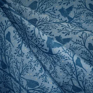 Coyote Hill Flight of Shadows Tonal Birds Premium Cotton Blue