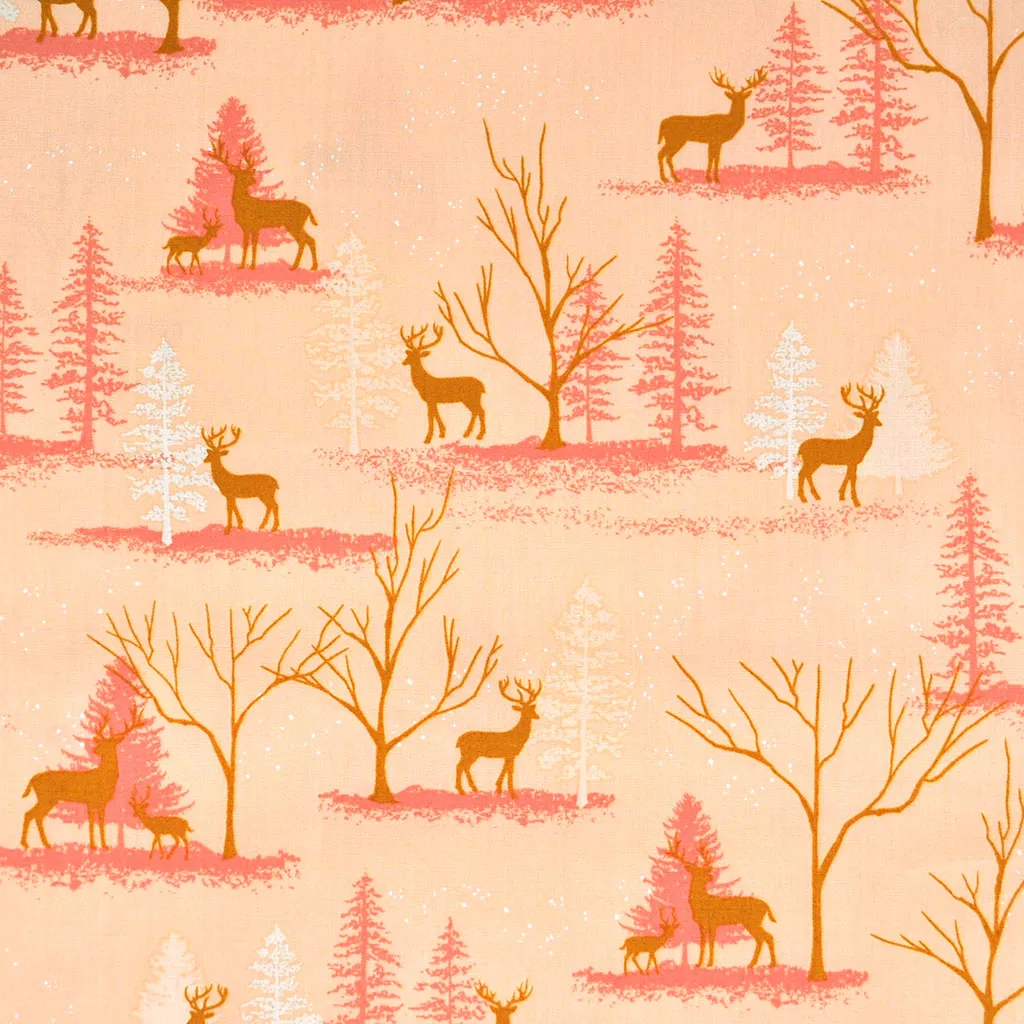 Cozy & Magical Deer in Winterland Premium Cotton Winter Peach SY