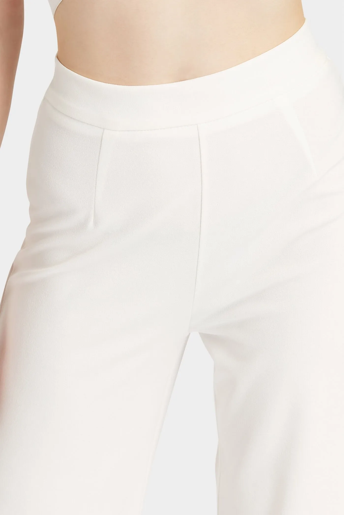 Cream Crepe Wide Leg Trousers