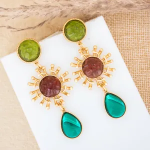 Dazzling Sunburst Drop Statement Earrings