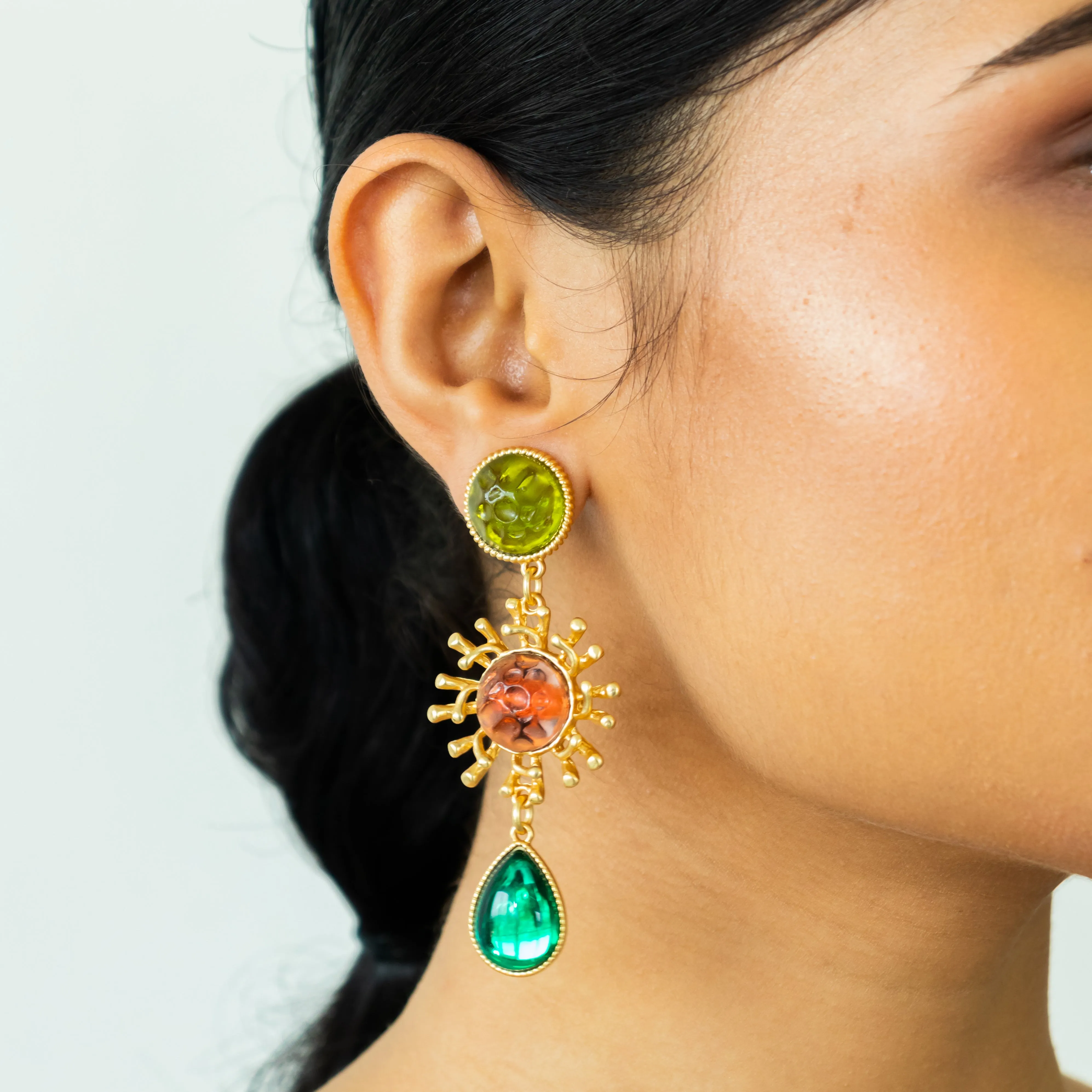 Dazzling Sunburst Drop Statement Earrings