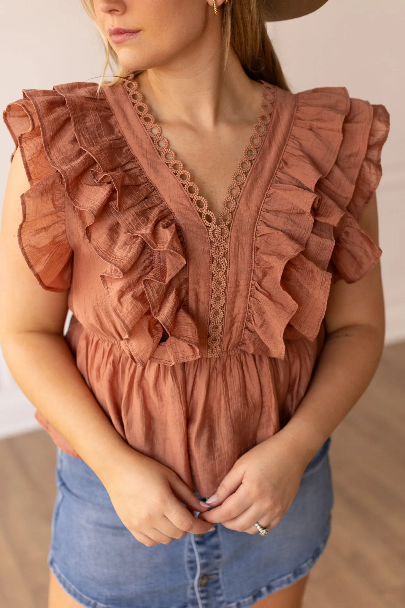 Desert Rose Ruffled Blouse