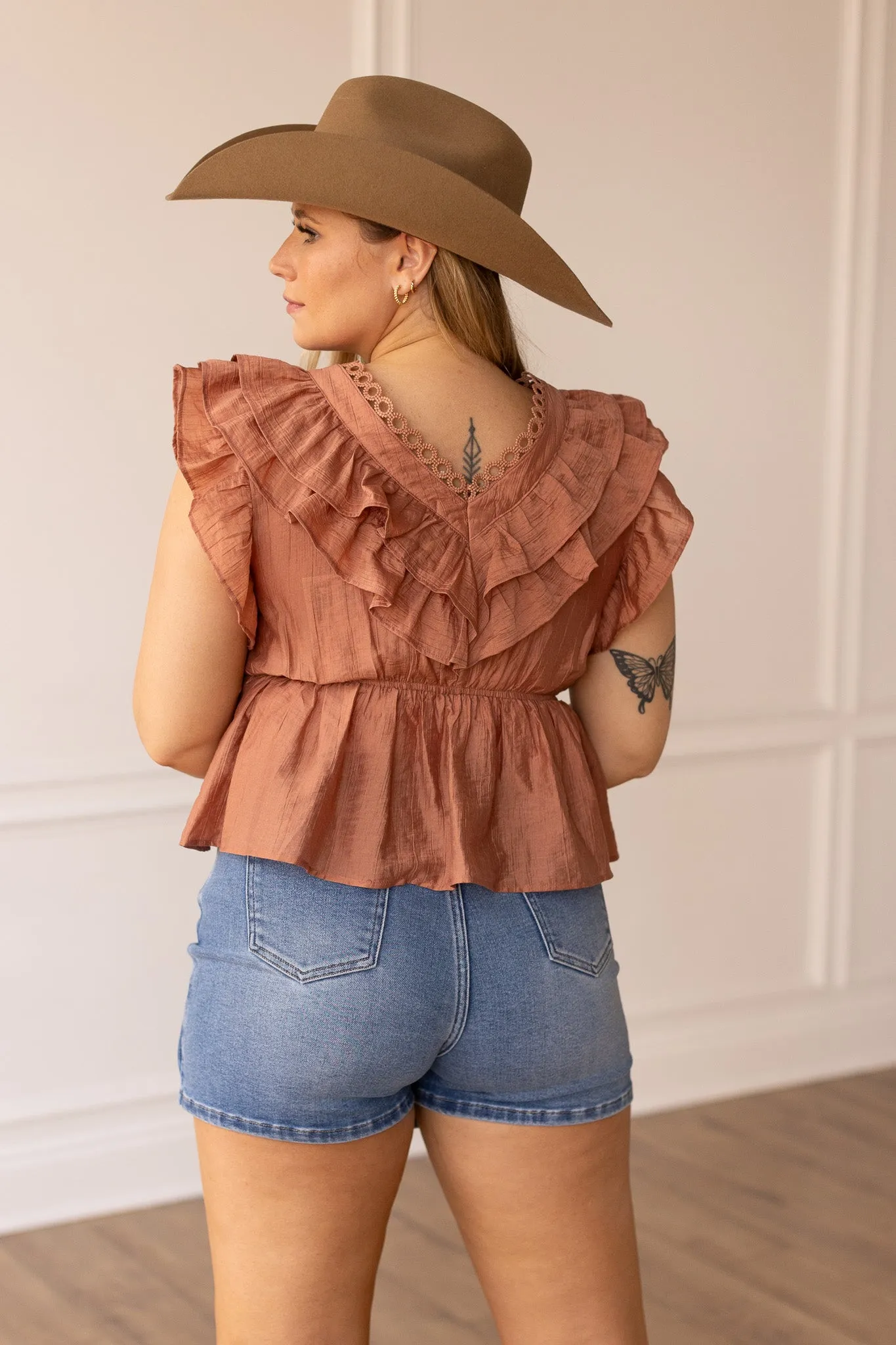 Desert Rose Ruffled Blouse