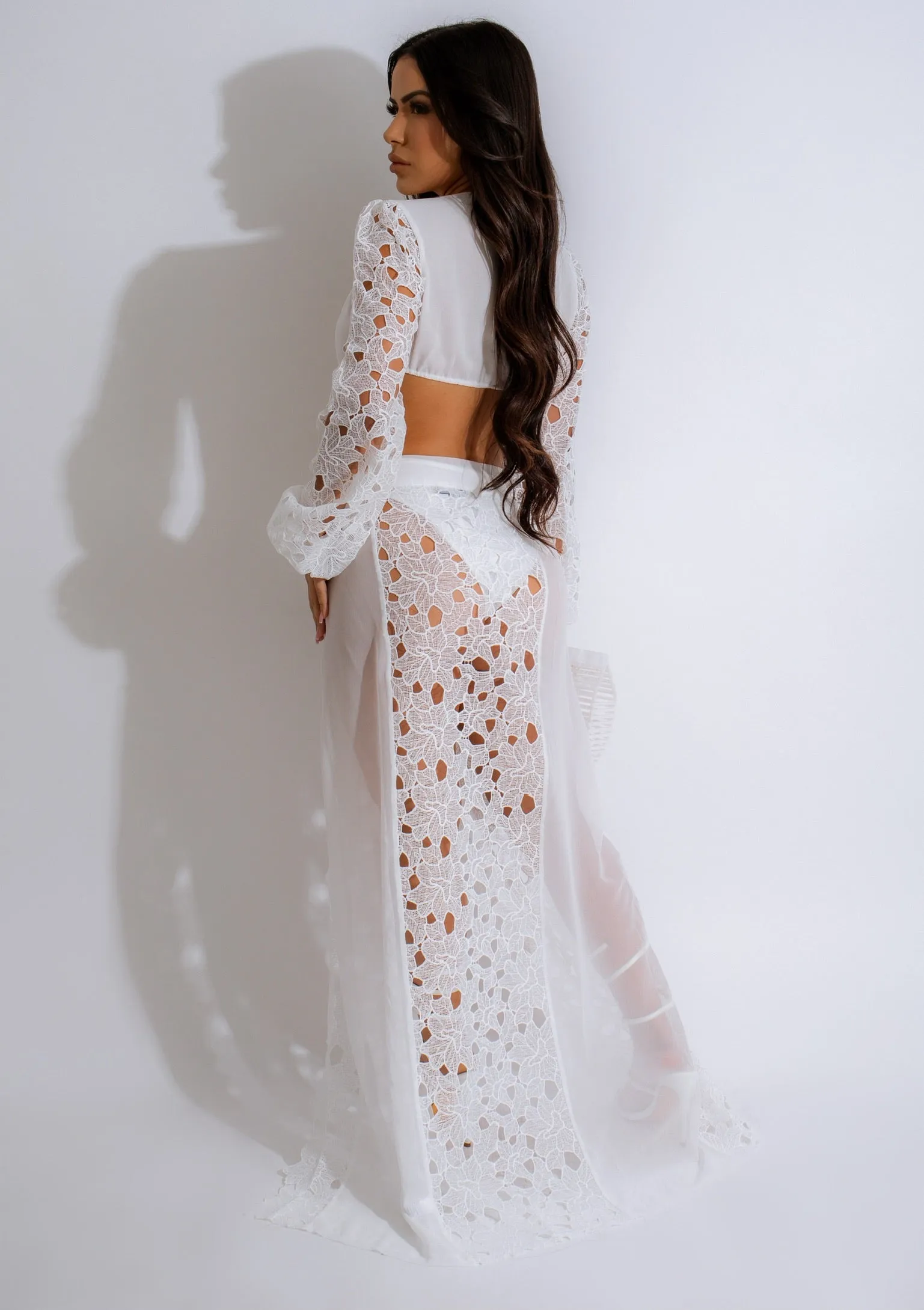 Elegance Lace Skirt Set White