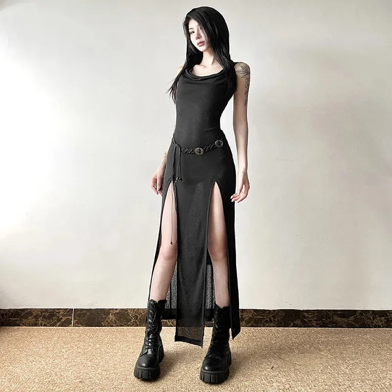 Elegant Split Chic French Long Slim Summer Stretch Ruffles Gothic Neck Slash Shoulder Sleeve Sexy Off Frock