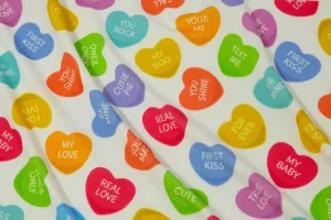 End of Bolt: 4 yard of Double Brushed Candy Hearts Knit-Remnant