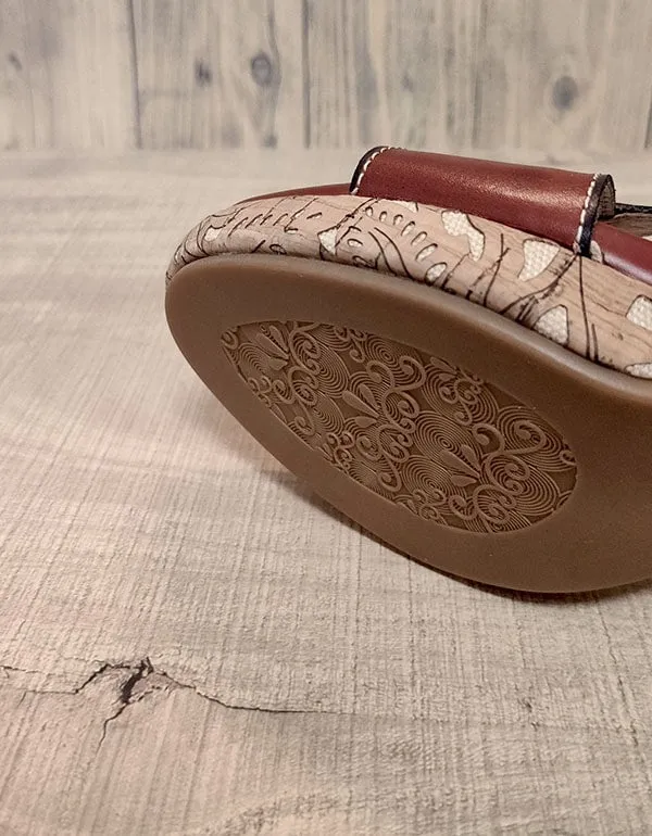 Ethnic Vintage Handmade Flowers Leather Slippers