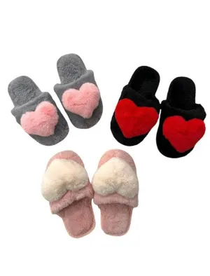 Fuzzy Heart Slippers