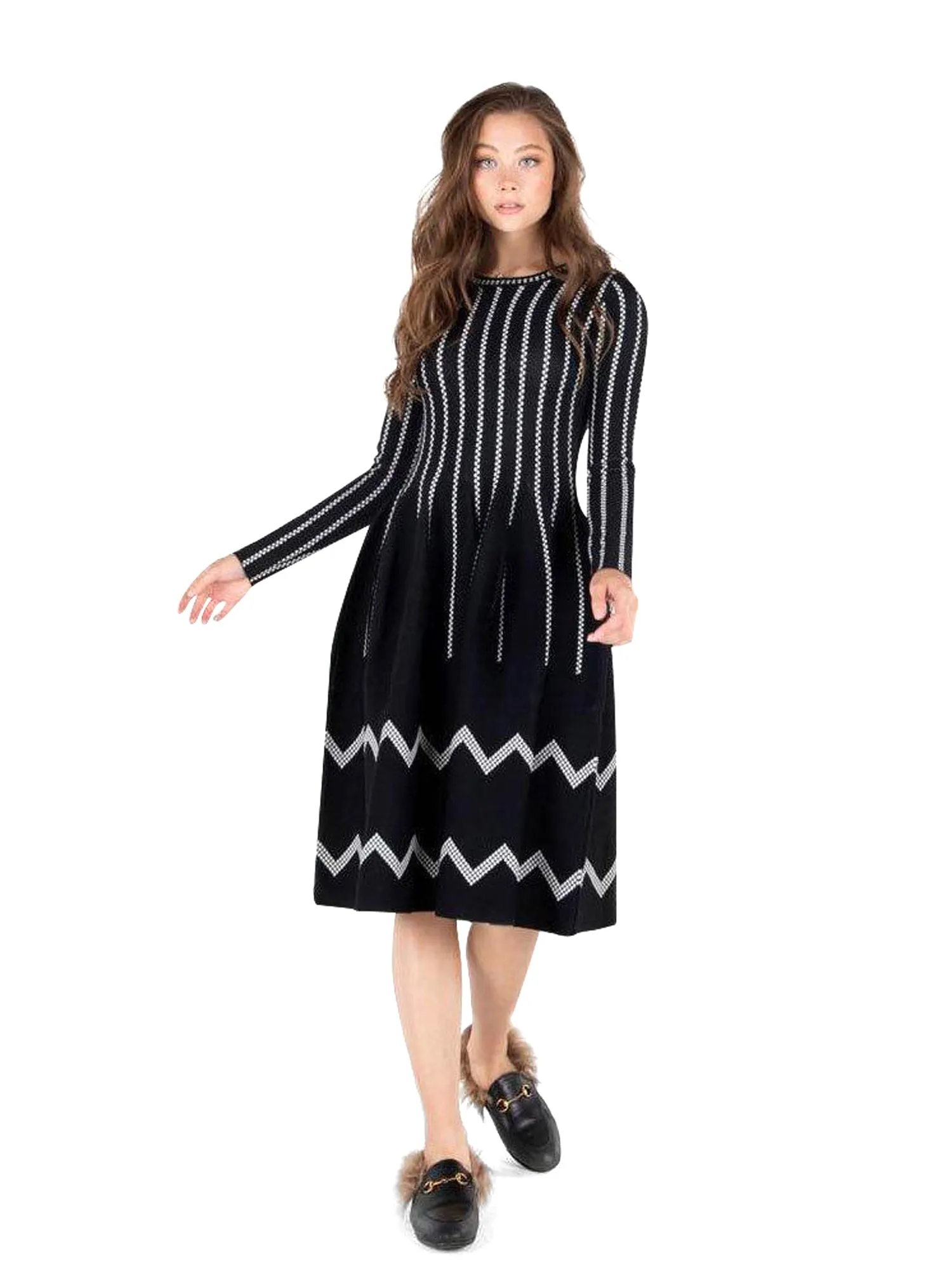 Ginger Knit Vertical Stripe Dress