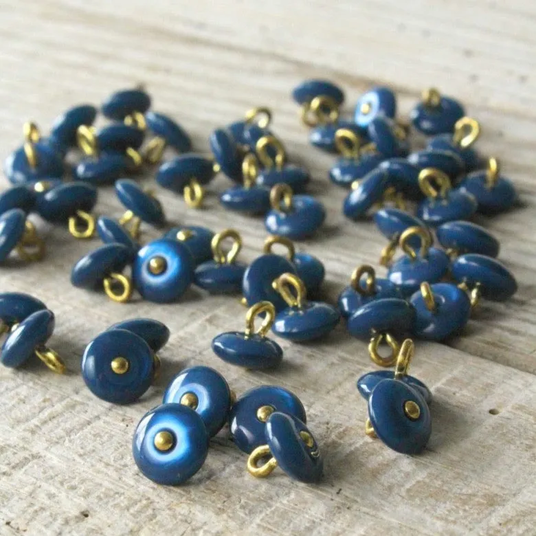 Églantine & Zoé - Pearl Shank Button in Petrol Blue 10mm