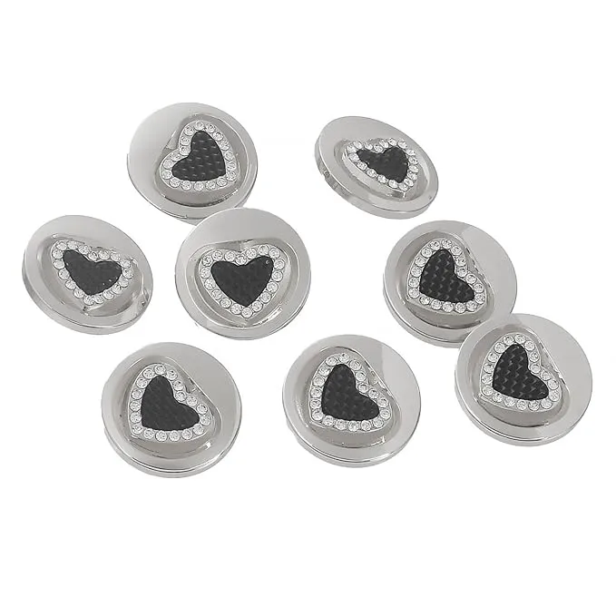 Gold Metal Buttons with Black Heart Centers(Pack of 8 Buttons)