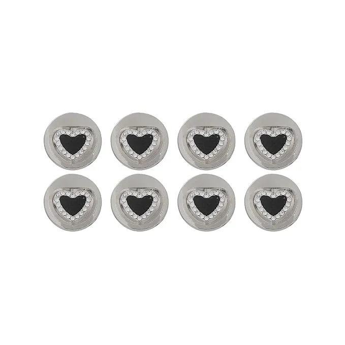 Gold Metal Buttons with Black Heart Centers(Pack of 8 Buttons)