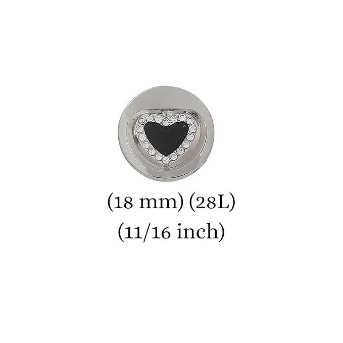 Gold Metal Buttons with Black Heart Centers(Pack of 8 Buttons)