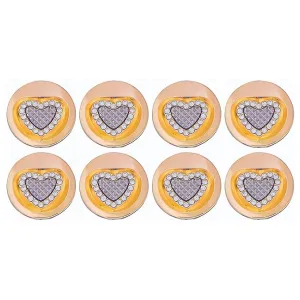 Gold Metal Buttons with Heart Centers(Pack of 8 Buttons)