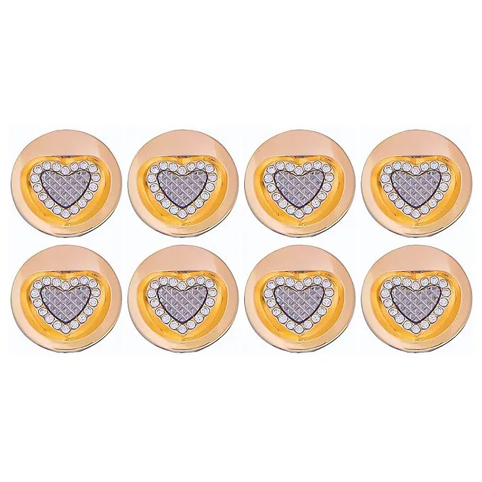 Gold Metal Buttons with Heart Centers(Pack of 8 Buttons)