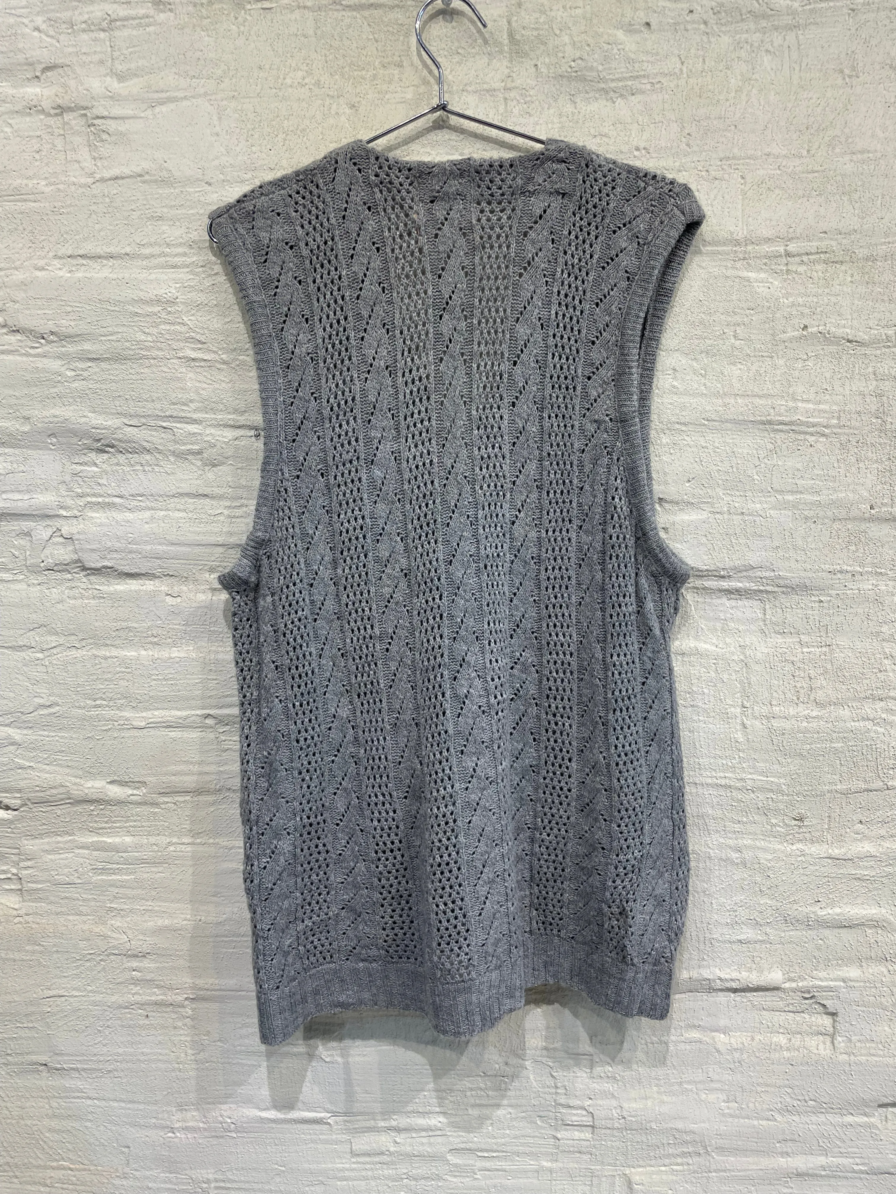 Grey Crochet Sweater Vest - Vintage / Used