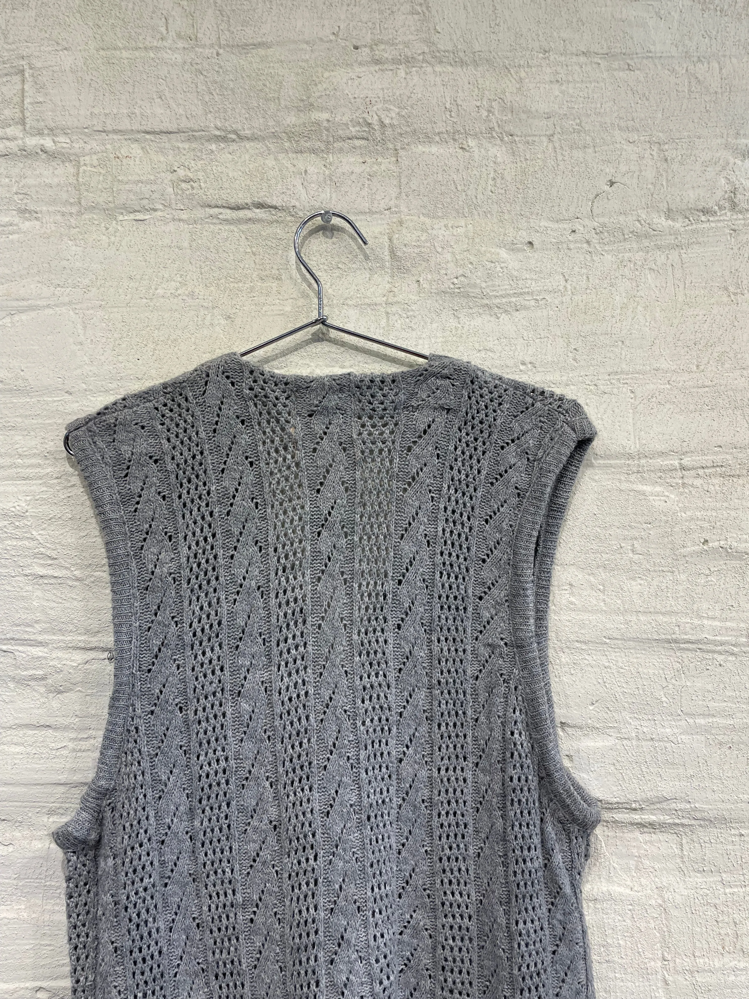 Grey Crochet Sweater Vest - Vintage / Used