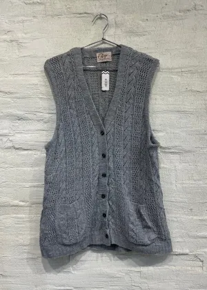 Grey Crochet Sweater Vest - Vintage / Used