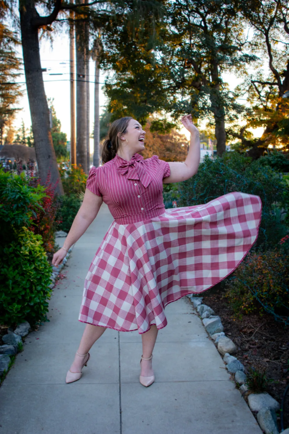 Haute Circle Skirt - Big Gingham, Rose