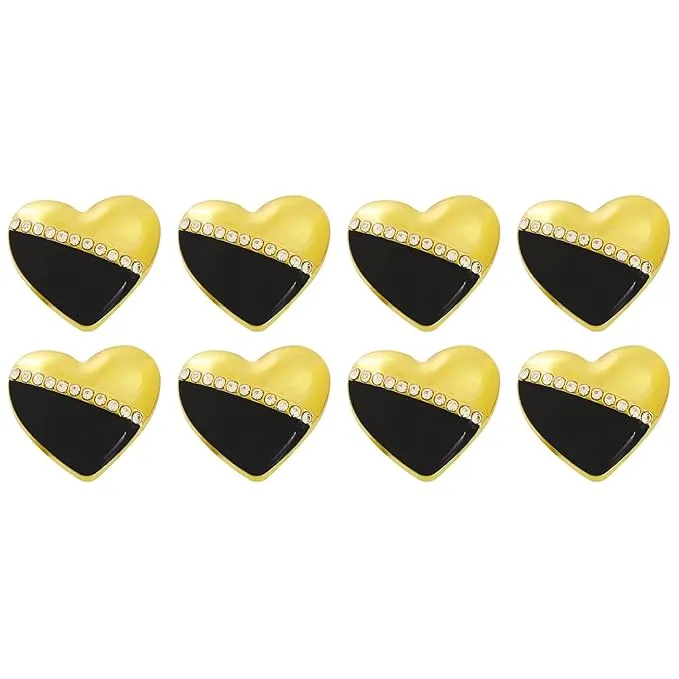 Heart-Shaped Pearl Metal Buttons with Gold & Black Accents(7 Big   7 Small)