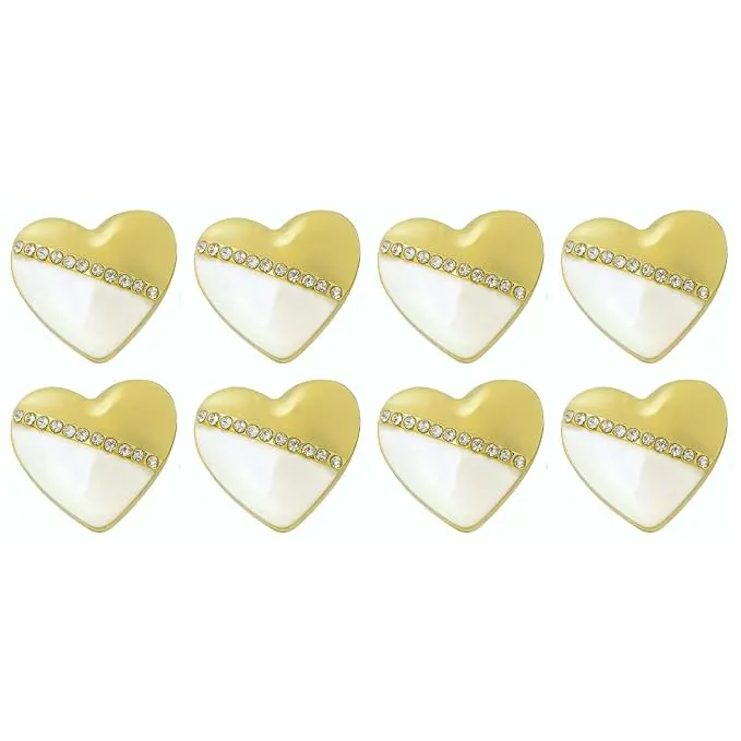 Heart-Shaped Pearl Metal Buttons with Gold & Black Accents(7 Big   7 Small)