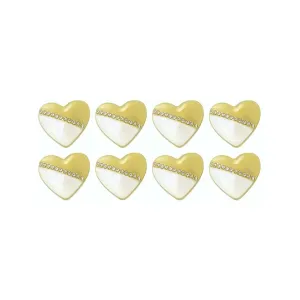 Heart-Shaped Pearl Metal Buttons with Gold & Black Accents(Pack of 8 Buttons)