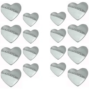 Heart-Shaped Pearl Metal Buttons with Silver Accents(8 Big   8 Small)