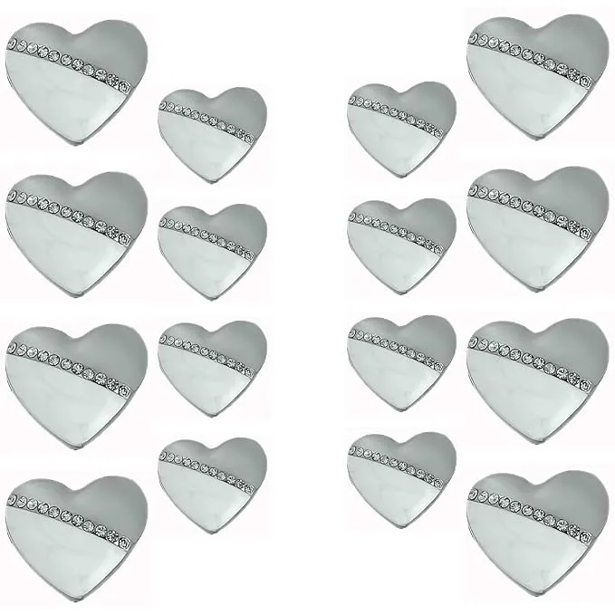 Heart-Shaped Pearl Metal Buttons with Silver Accents(8 Big   8 Small)