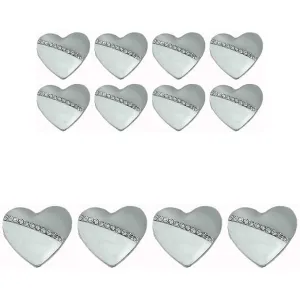 Heart-Shaped Pearl Metal Buttons with Silver Accents(8 Small   4 Big)