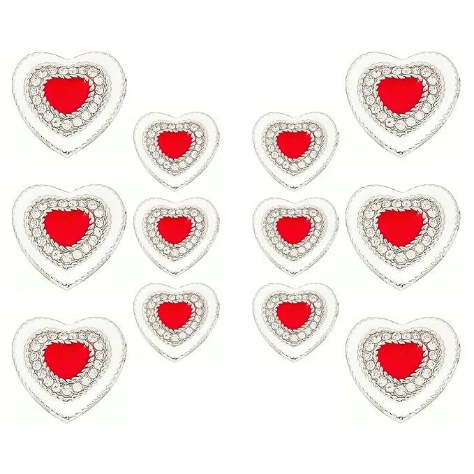 Heart-Shaped Rhinestone Metal Buttons(6 Big   6 Small)