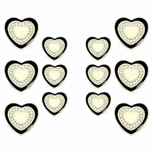 Heart-Shaped Rhinestone Metal Buttons(6 Big   6 Small)