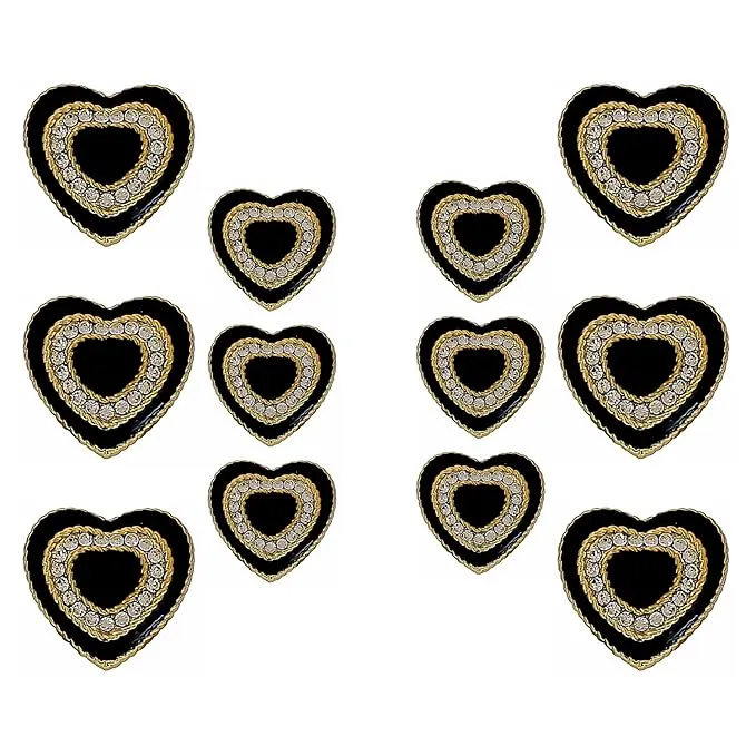 Heart-Shaped Rhinestone Metal Buttons(6 Big   6 Small)