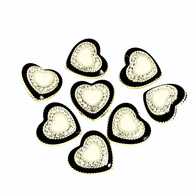 Heart-Shaped Rhinestone Metal Buttons(6 Big   6 Small)