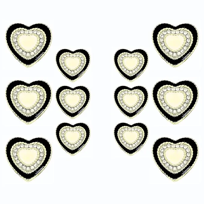 Heart-Shaped Rhinestone Metal Buttons(6 Big   6 Small)