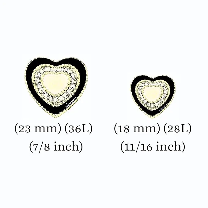 Heart-Shaped Rhinestone Metal Buttons(6 Big   6 Small)