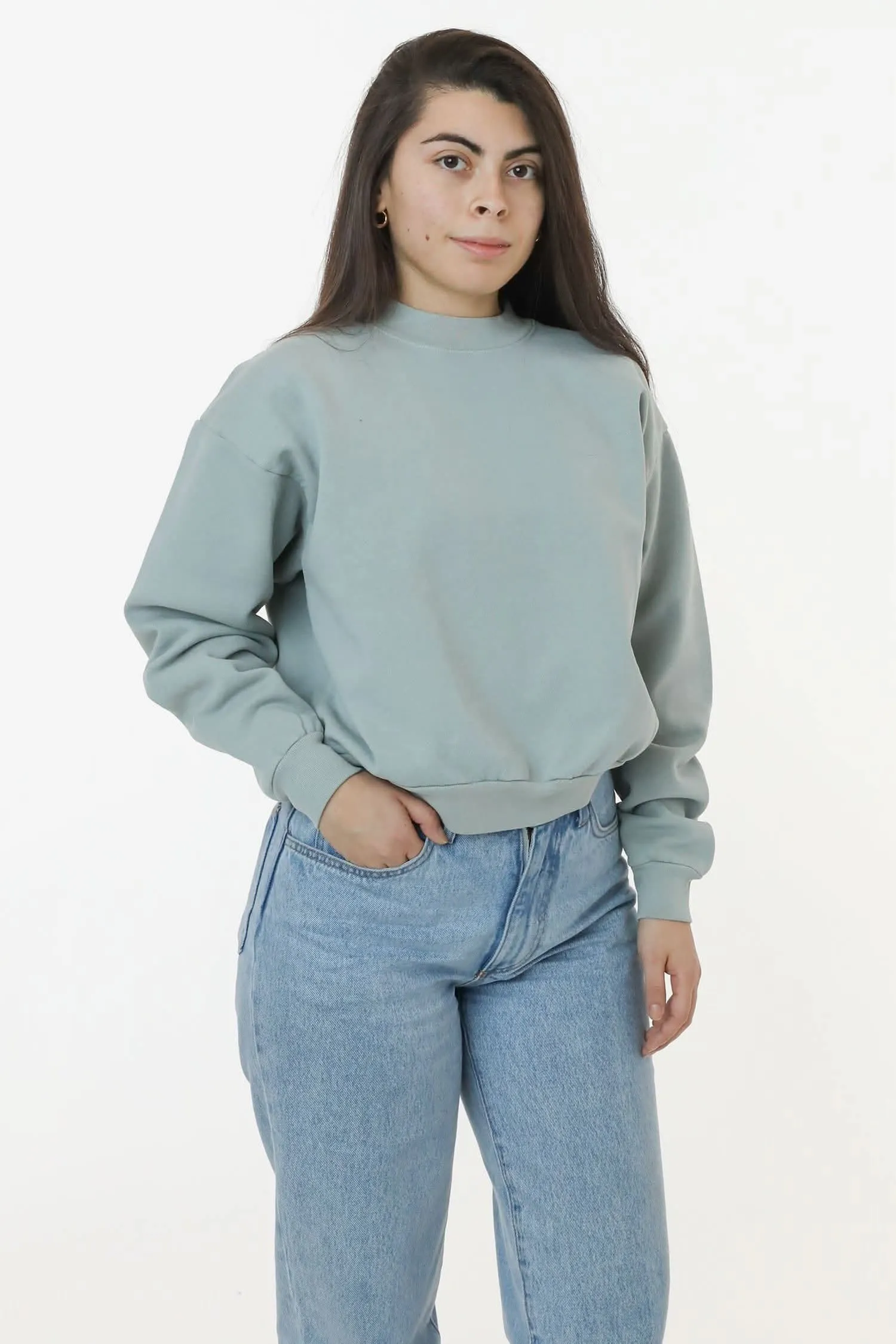 HF06 - Heavy Fleece Cropped Mock Neck Pullover (Garment Dye 2)