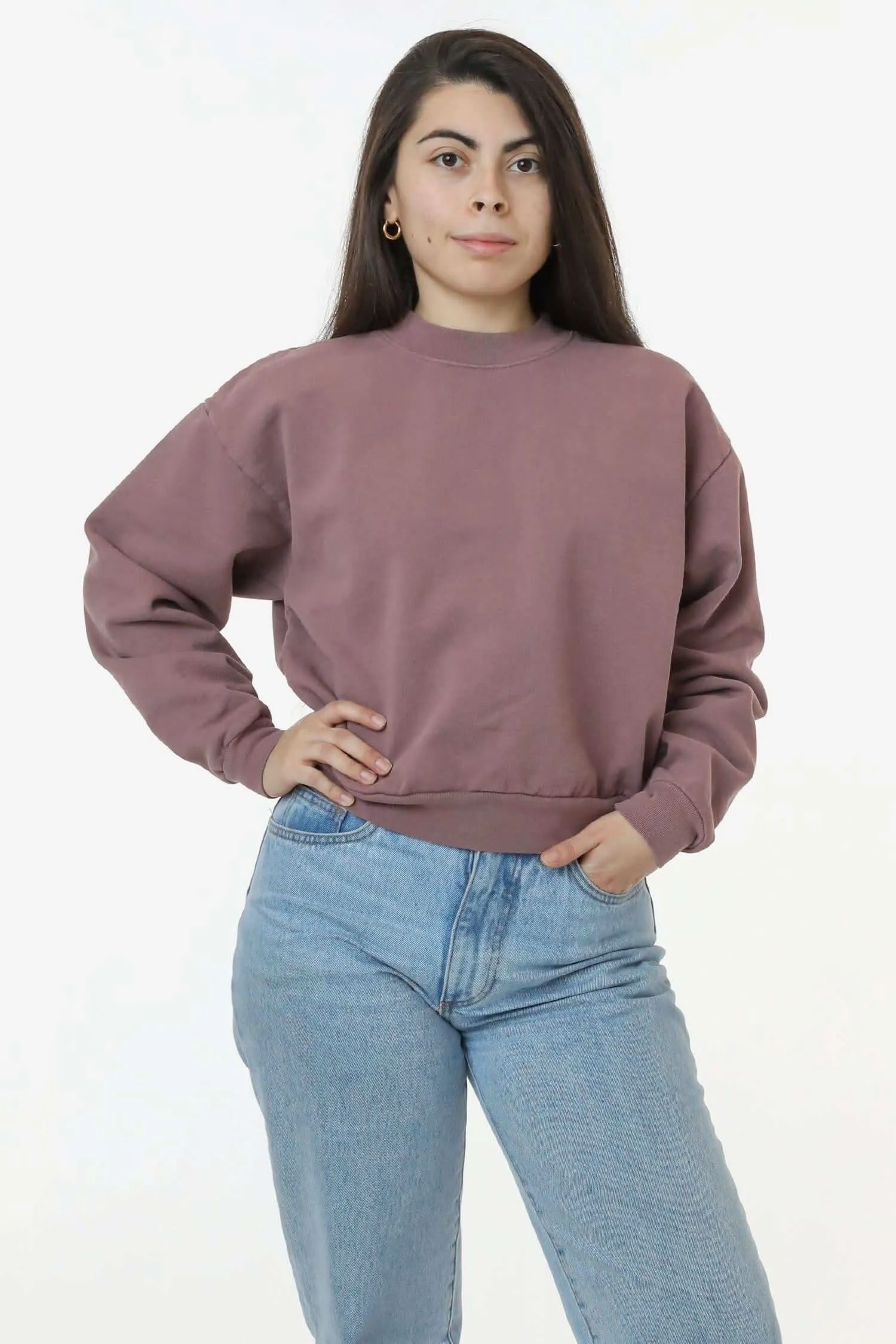 HF06 - Heavy Fleece Cropped Mock Neck Pullover (Garment Dye 2)