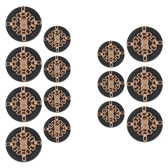 Interwoven Chain Crest Metal Buttons(7 Big   7 Small)