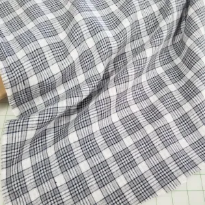 Irish Linen Plaid Navy and Ivory Shirting Spence Bryson Woven 165 GSM- by the yard