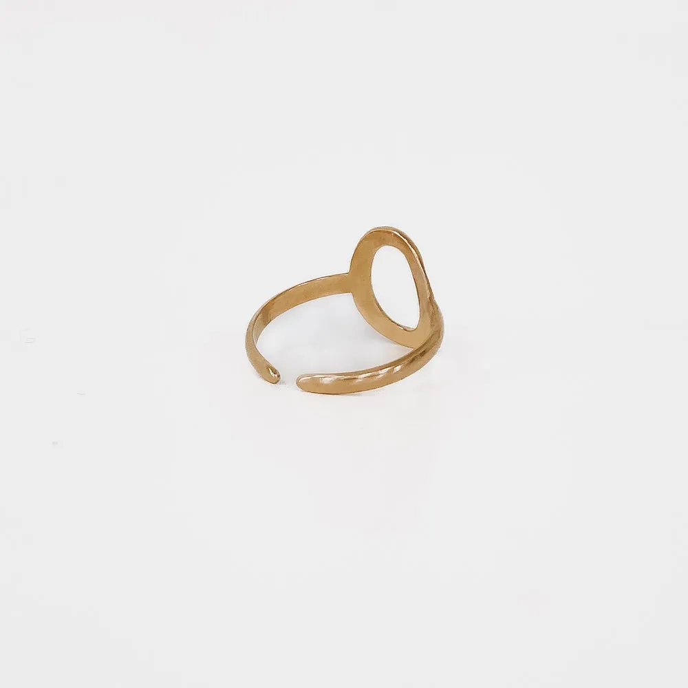 Irregular Oval Adjustable Gold Ring *WATERPROOF*