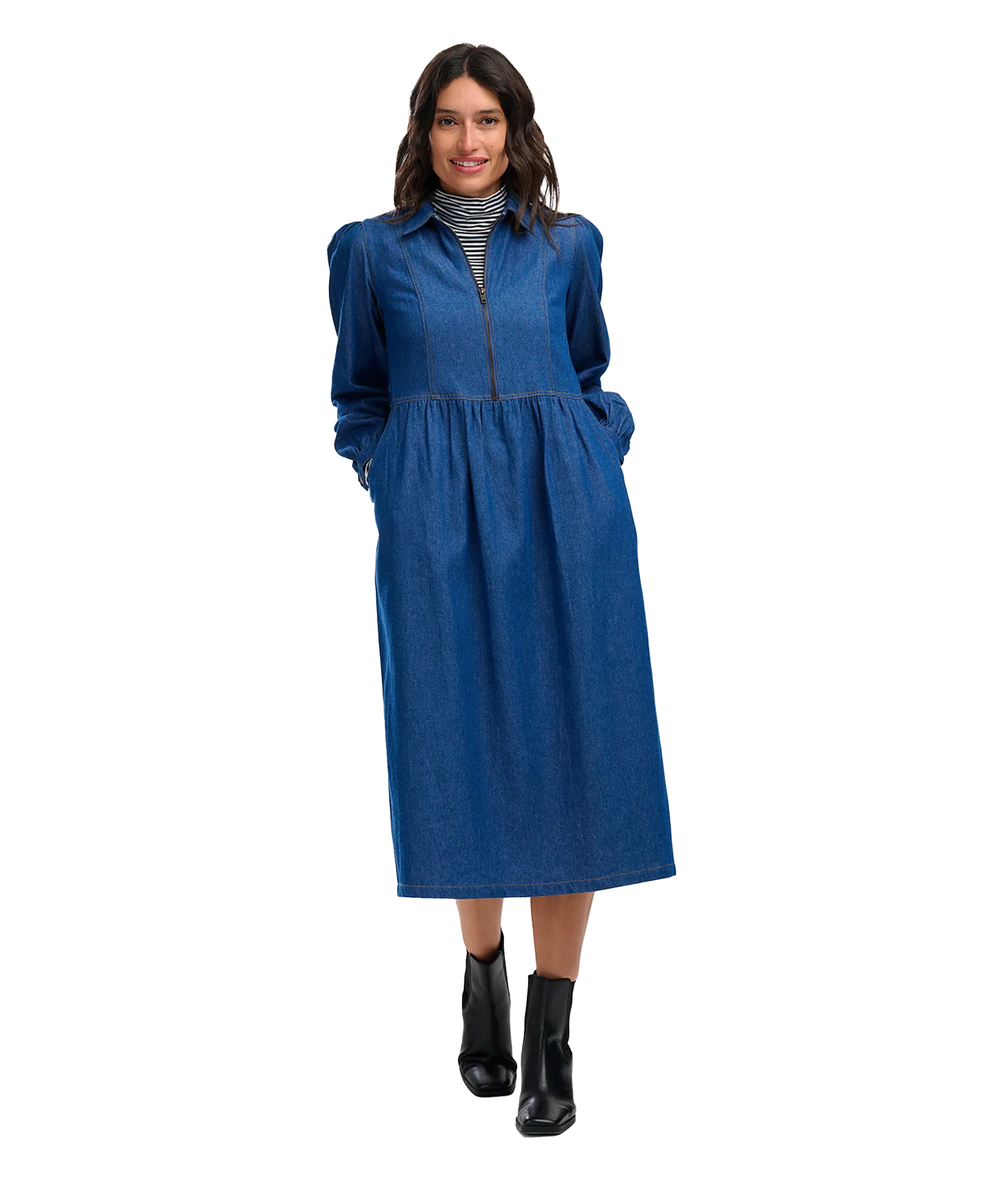 Kristy Midi Smock Dress - Blue