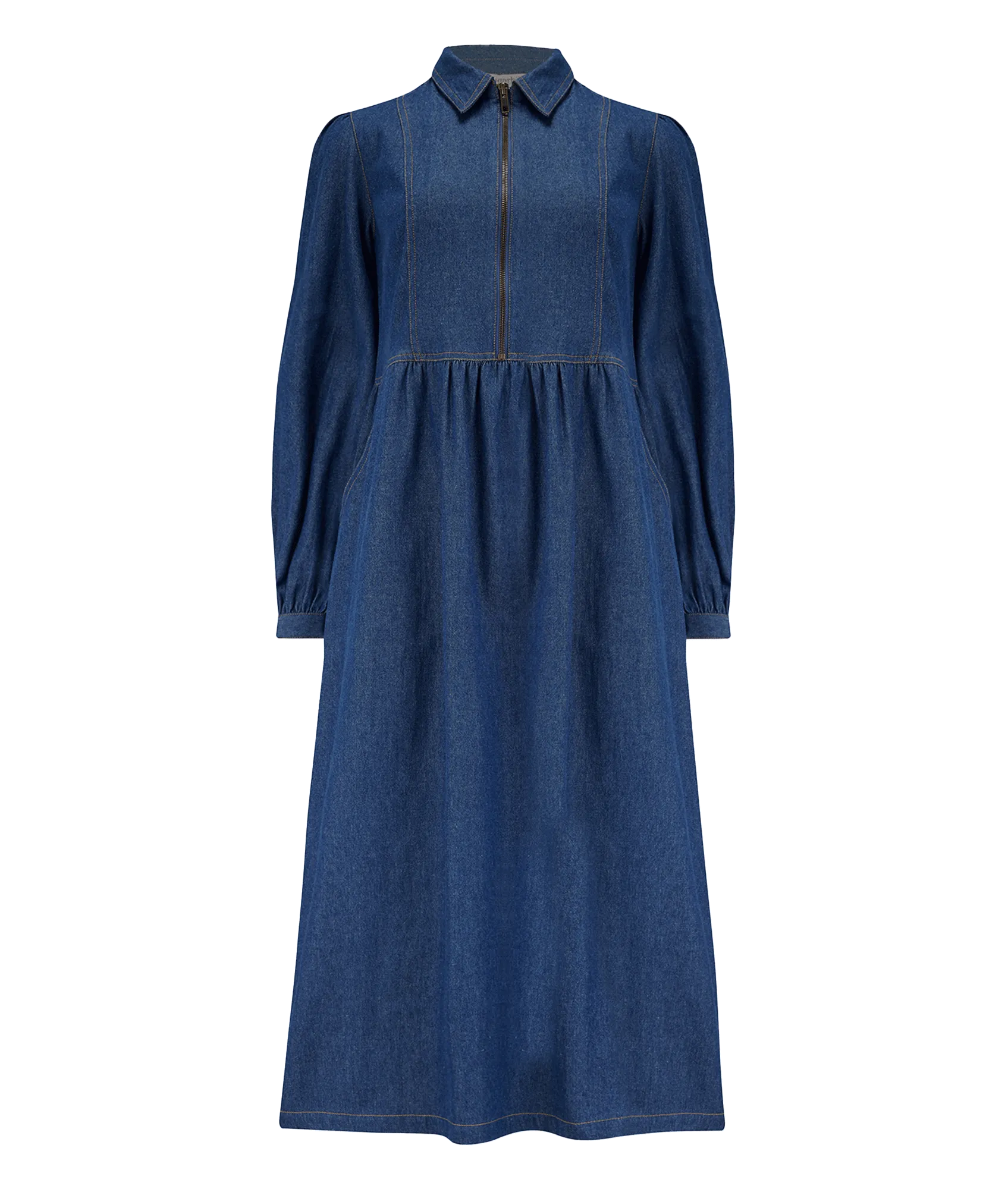 Kristy Midi Smock Dress - Blue