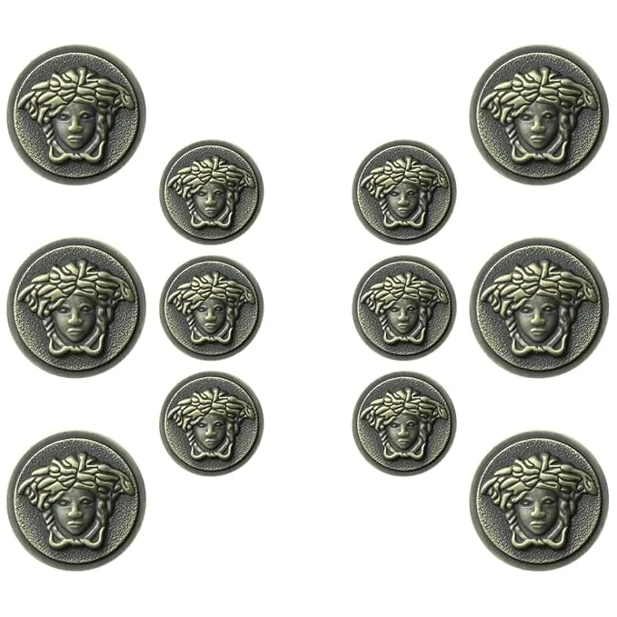 Medusa Metal Shank Buttons(6 Big   6 Small)