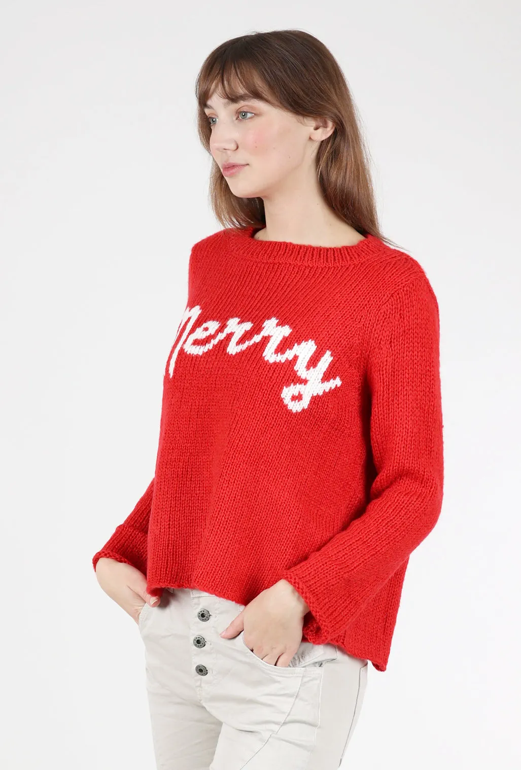 Merry Crew Chunky Sweater, Red